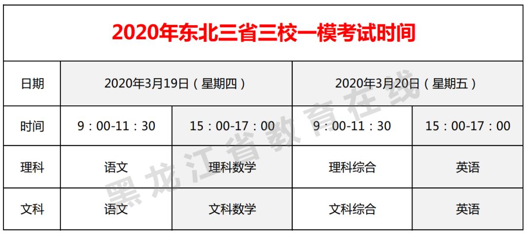 東北三省2020三校高三一模考試具體安排出爐